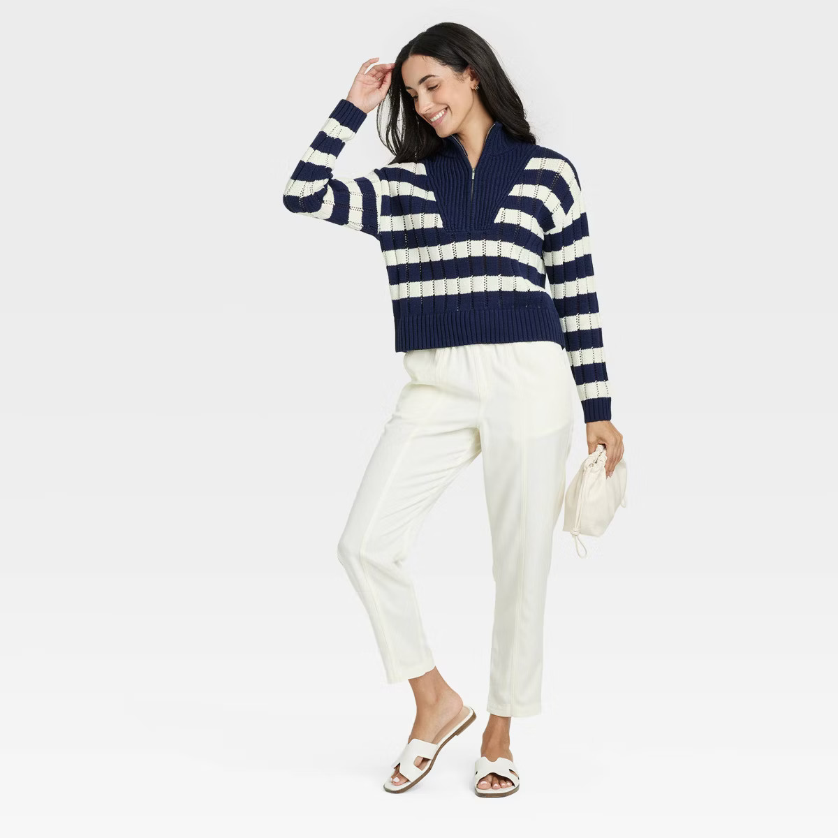 Women's Mock Turtleneck Quarter Zip Pullover Sweater - A New Day™ | Target