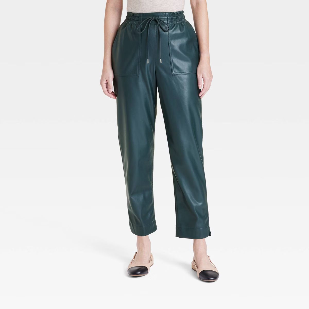 Women's High-Rise Faux Leather Tapered Ankle Pull-On Pants - A New Day™ | Target