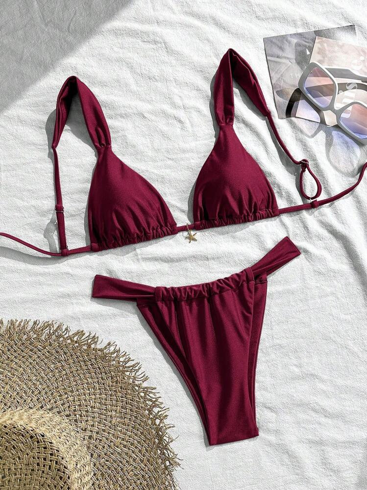 Maroon swimsuit  | SHEIN