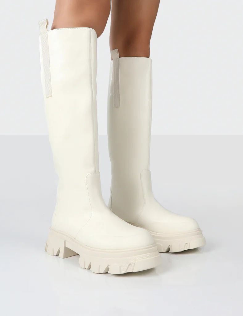 Genius Off White Knee High Chunky Sole Boots | Public Desire