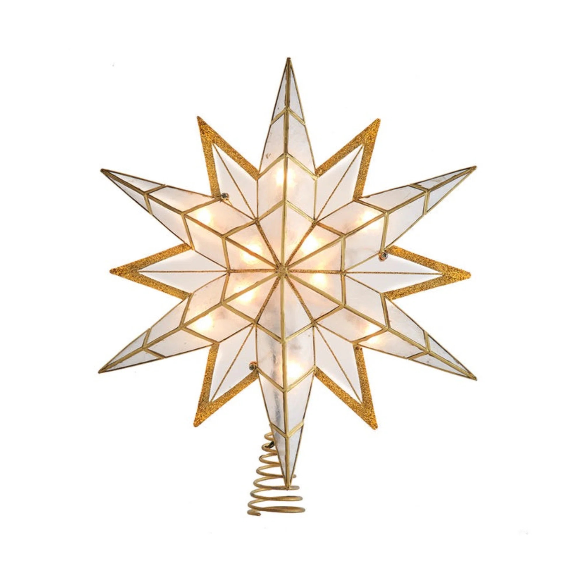 10-Light Capiz Star with Gold Glitter Finish Tree Topper, 14 | Wayfair North America