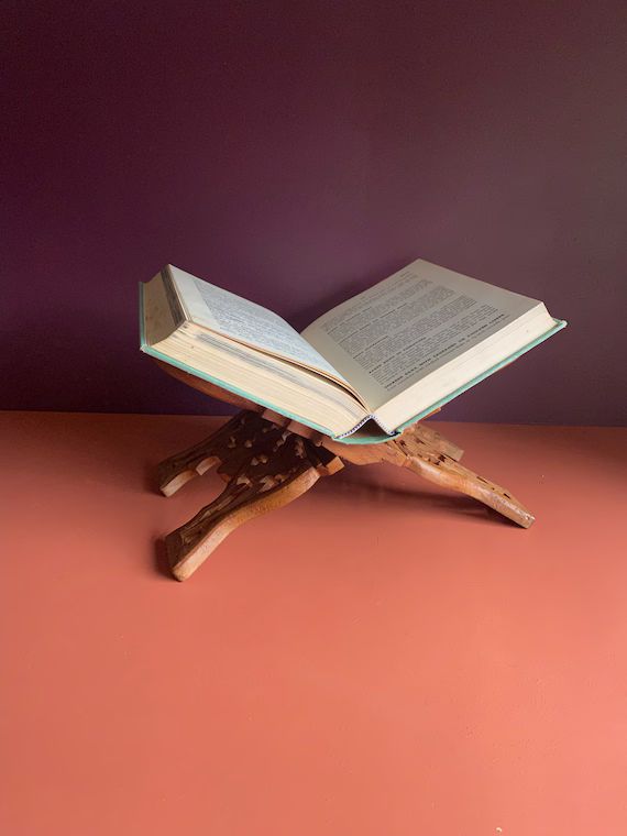 Vintage Carved Wood Book Stand Boho Decor Sheesham - Etsy | Etsy (US)