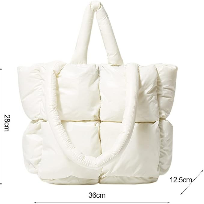 JQWYGB Puffer Tote Bag for Women - Large Puffy Tote Bag Purse Soft Padded Cotton Checkered Quilte... | Amazon (US)