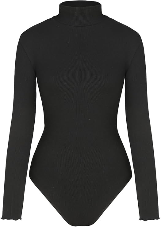 CIDER Long Sleeve Body Suits for Women - Mock Turtleneck Solid Going Out Tops Stretchy Bodysuit J... | Amazon (US)