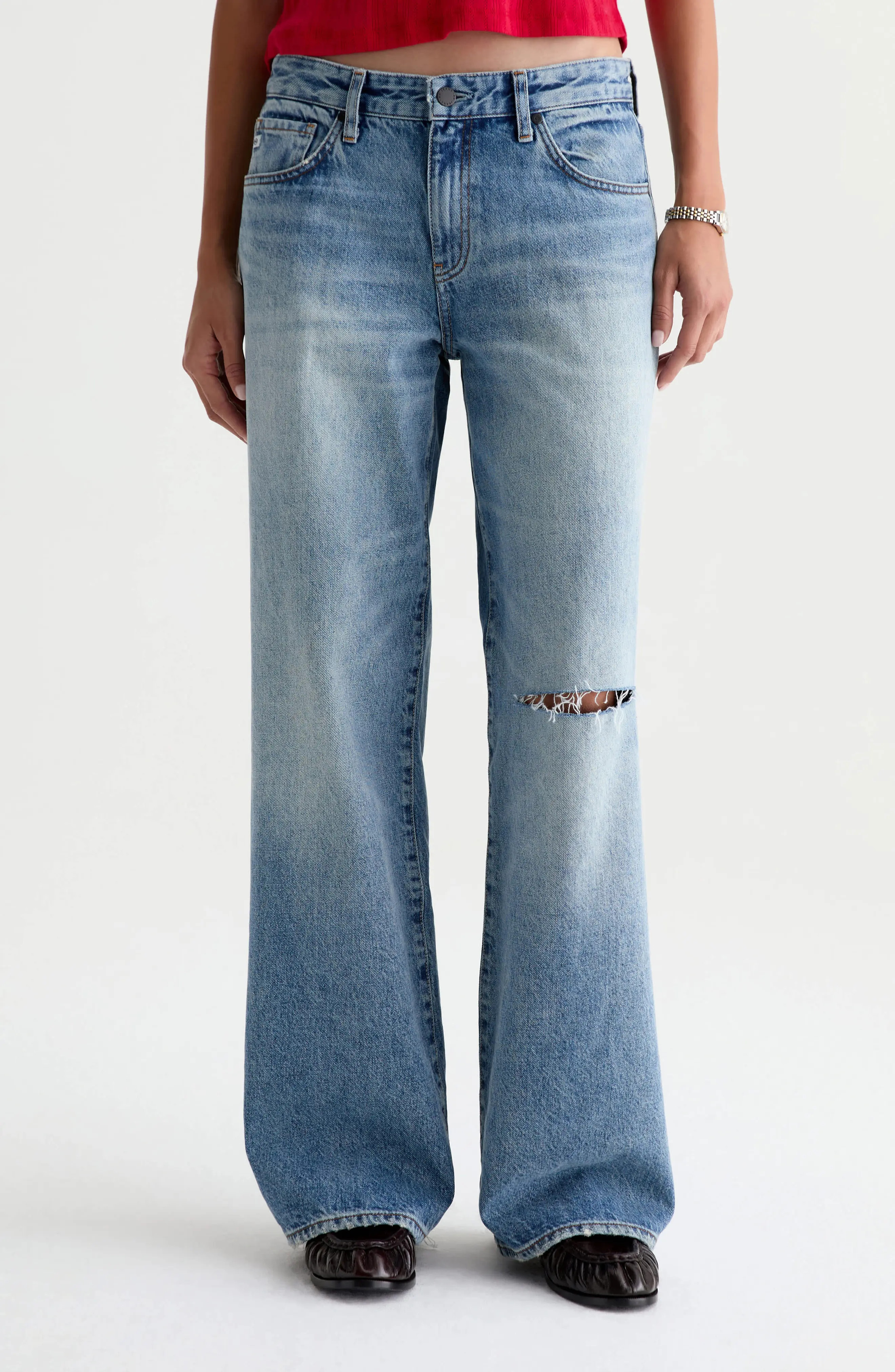 AG Adria Ripped Low Rise Baggy Wide Leg Jeans (Women) | Nordstrom | Nordstrom