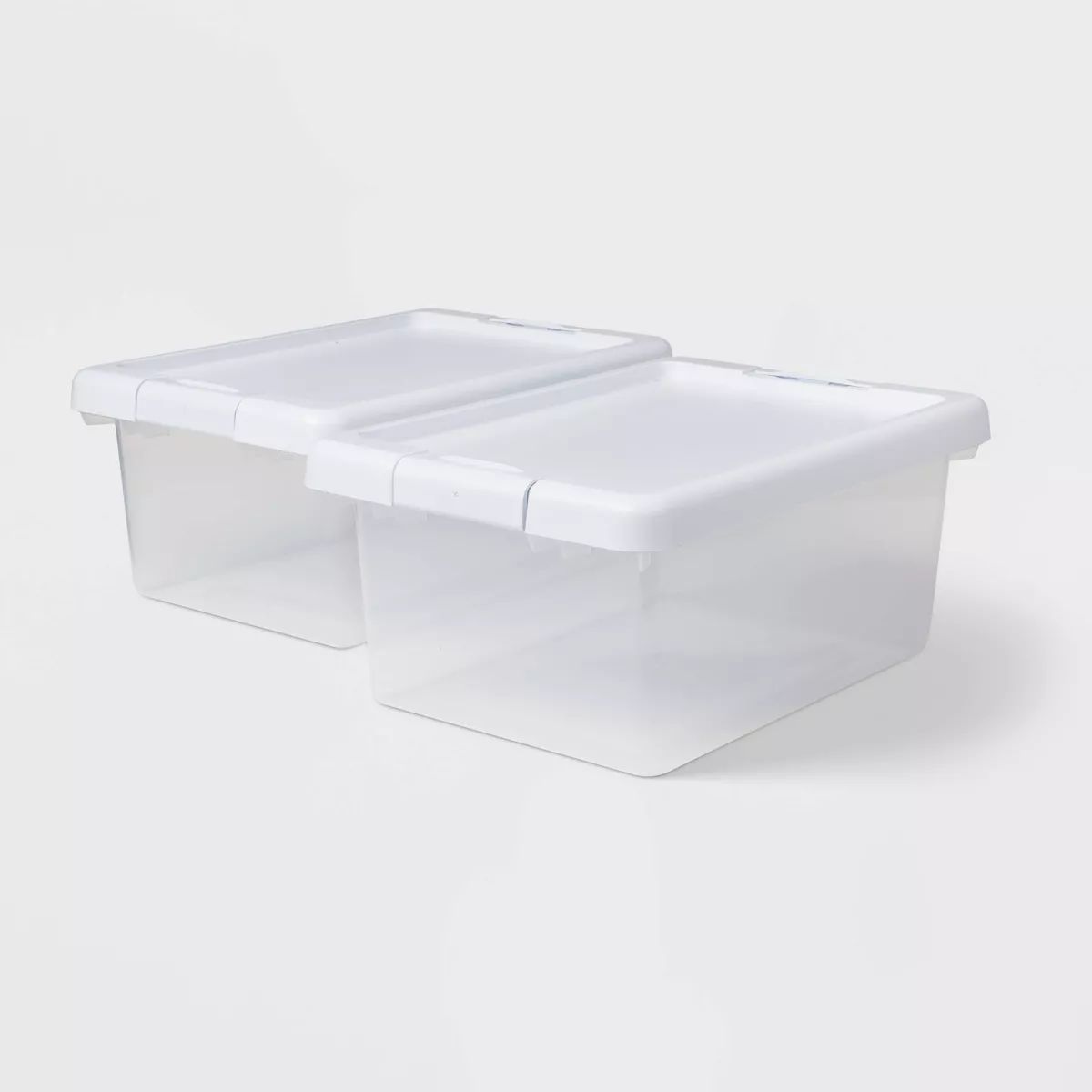 2pk S Latching Clear Storage Bins with White Lid - Brightroom™ | Target