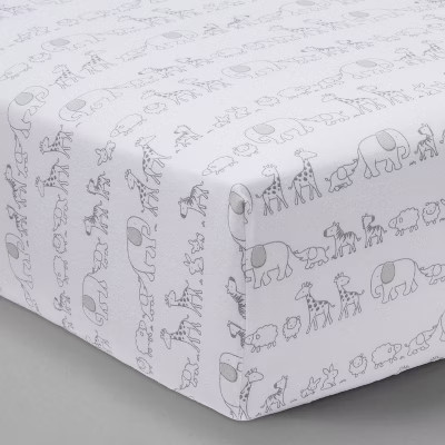 Fitted Crib Sheet Two by Two - Cloud Island™ Gray | Target