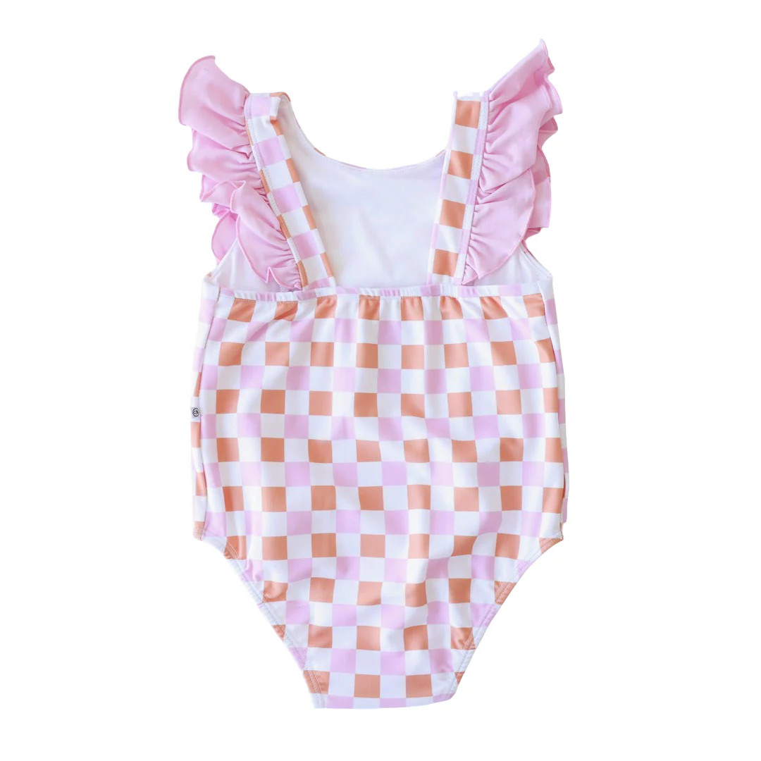 Double Ruffle One Piece | Check Me Out | Caden Lane