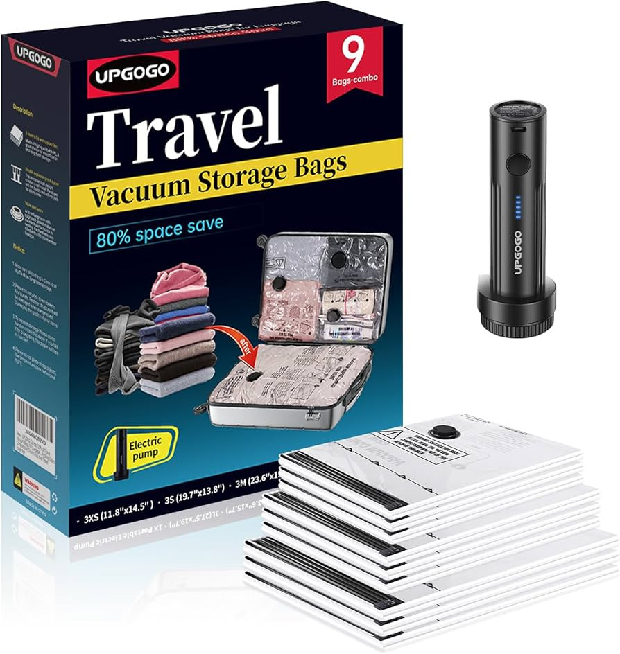 Travel Vacuum Bags for Luggage with Portable Electric Pump,Vacuum Seal Bags for Clothing,Packing ... | Amazon (US)
