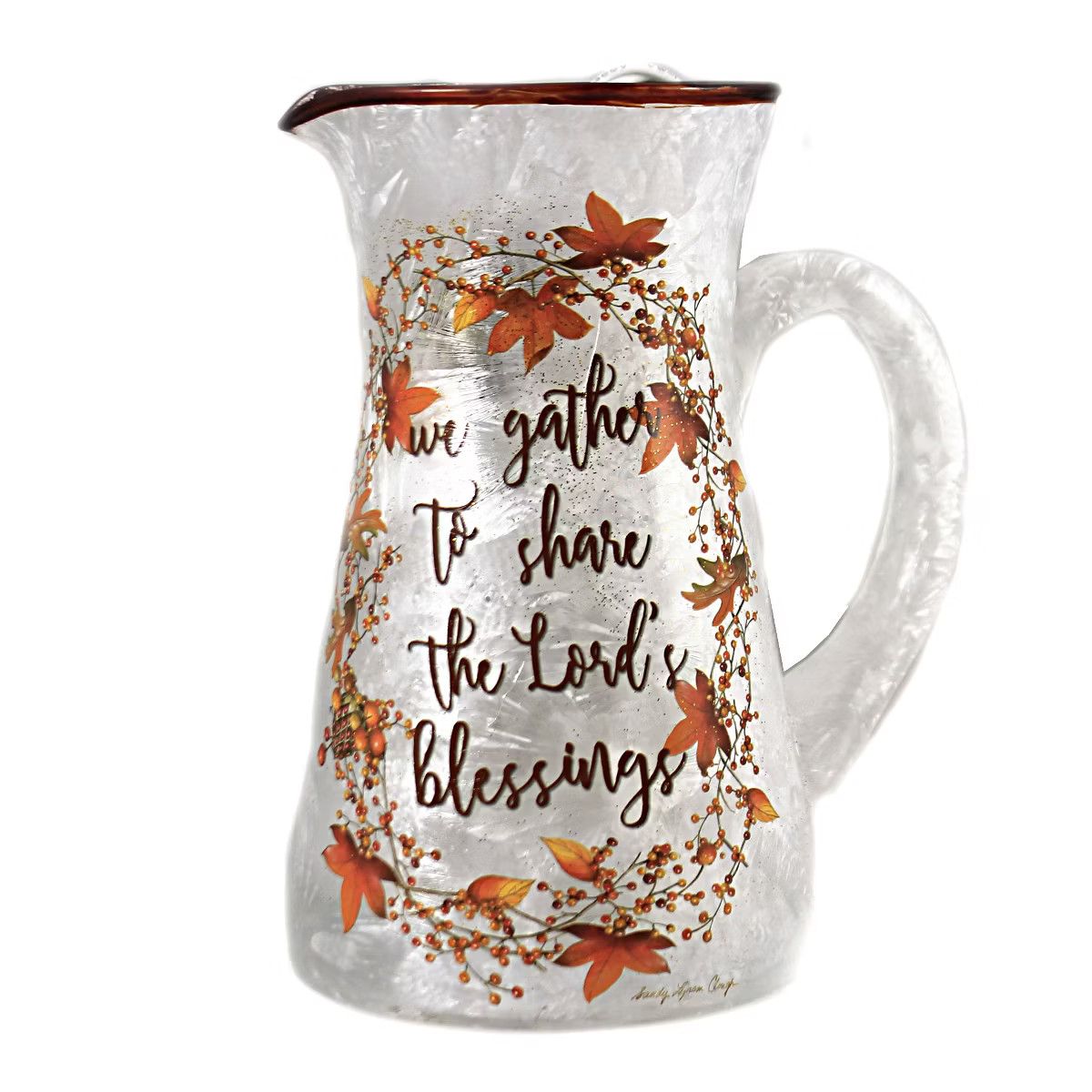 Stony Creek 6.75 In Share The Blessings Lit Pitcher Thanksgiving Lighted Glass Accent , Thanksgiv... | Target