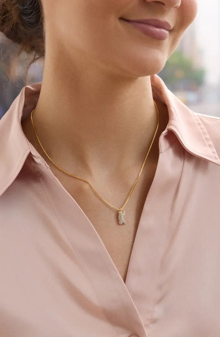 BaubleBar Mini Pavé Bubble Initial Necklace | Nordstrom | Nordstrom