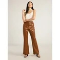 Scoop Women's and Women's Plus Faux Leather High Waisted Trouser Pants, 32 Inseam, Sizes 0-28W | Walmart (US)