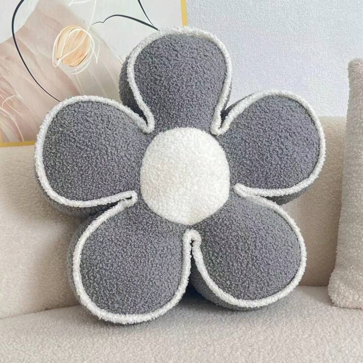 1pc Light Grey Three-Dimensional Flower Shape Pillow, Modern Wind Polyester Filled Pillow, Suitable For Living Room Bedroom, Home Decoration | SHEIN