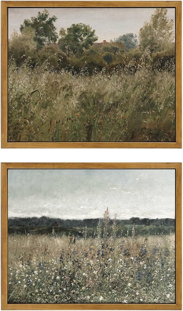 WITCOLOR 2 Pack Framed Canvas Wall Art, 8×10in Vintage Wall Art Decor for Living Room Nature Lan... | Amazon (US)