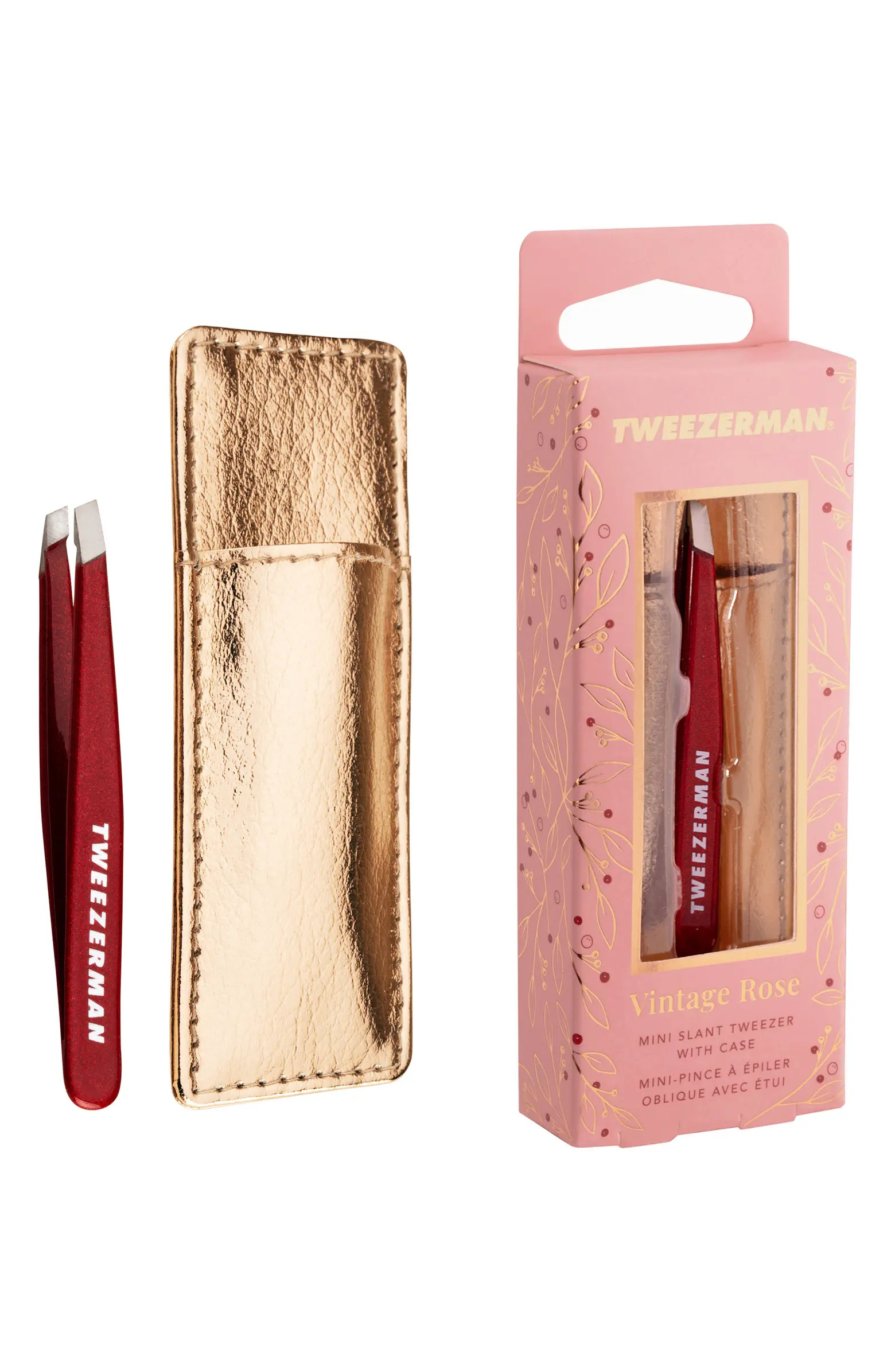 TWEEZERMAN Vintage Rose Mini Slant Tweezer with Case $16.50 Value | Nordstrom | Nordstrom