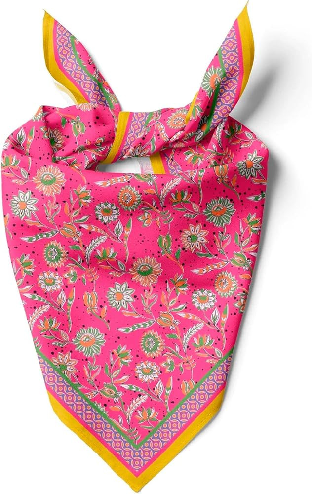 Womens Neck Scarf 21"x21" Small Square | Headband Scarf Ethnic Bandana Head Scarf Flowering Breat... | Amazon (US)