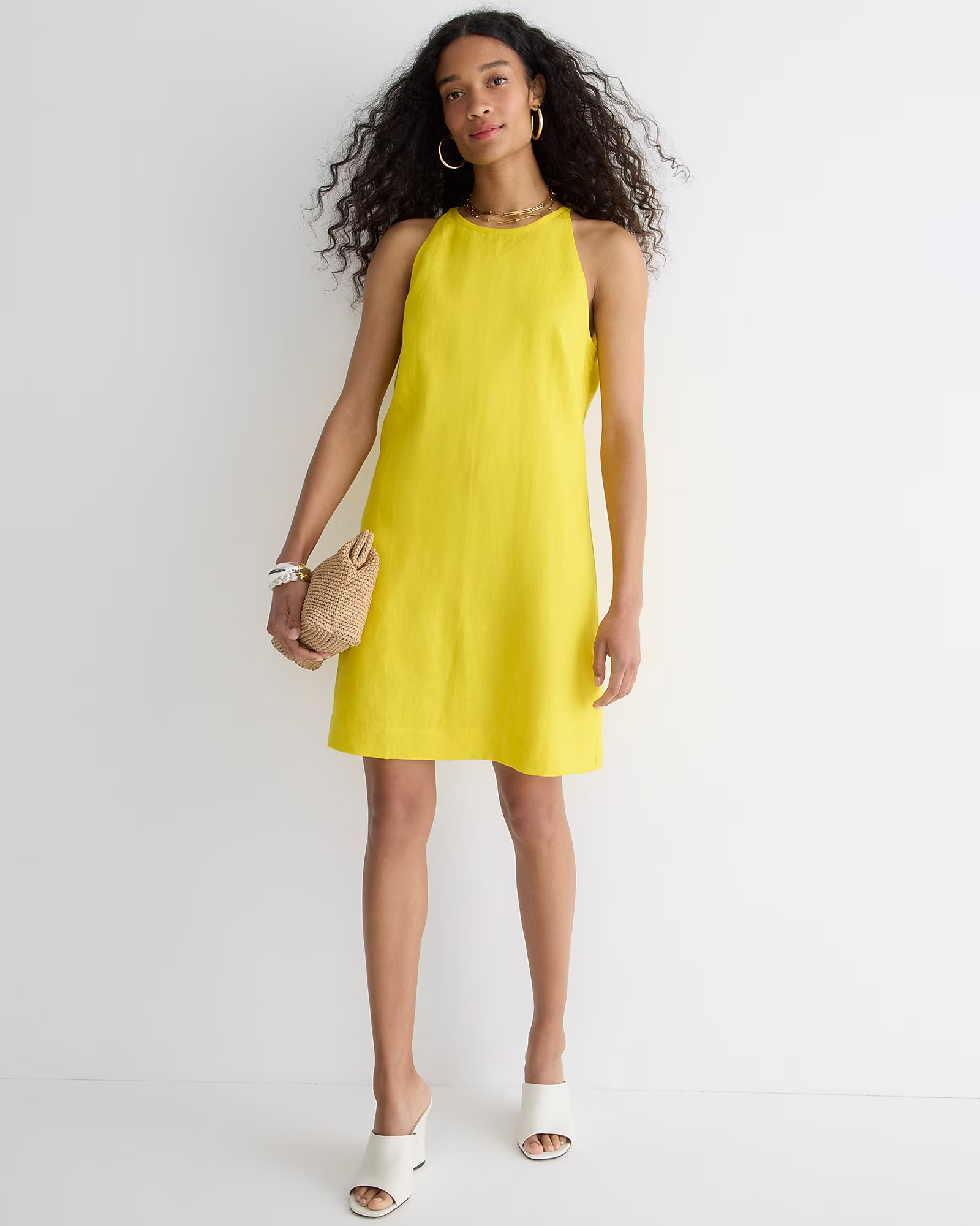 Maxine high-neck shift dress in linen | J. Crew US