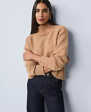 Ribbed Mock Neck Sweater | Ann Taylor