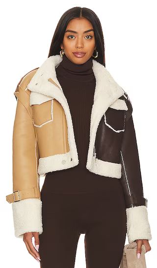 Mila Faux Leather Jacket in Caramel & Cocoa | Revolve Clothing (Global)