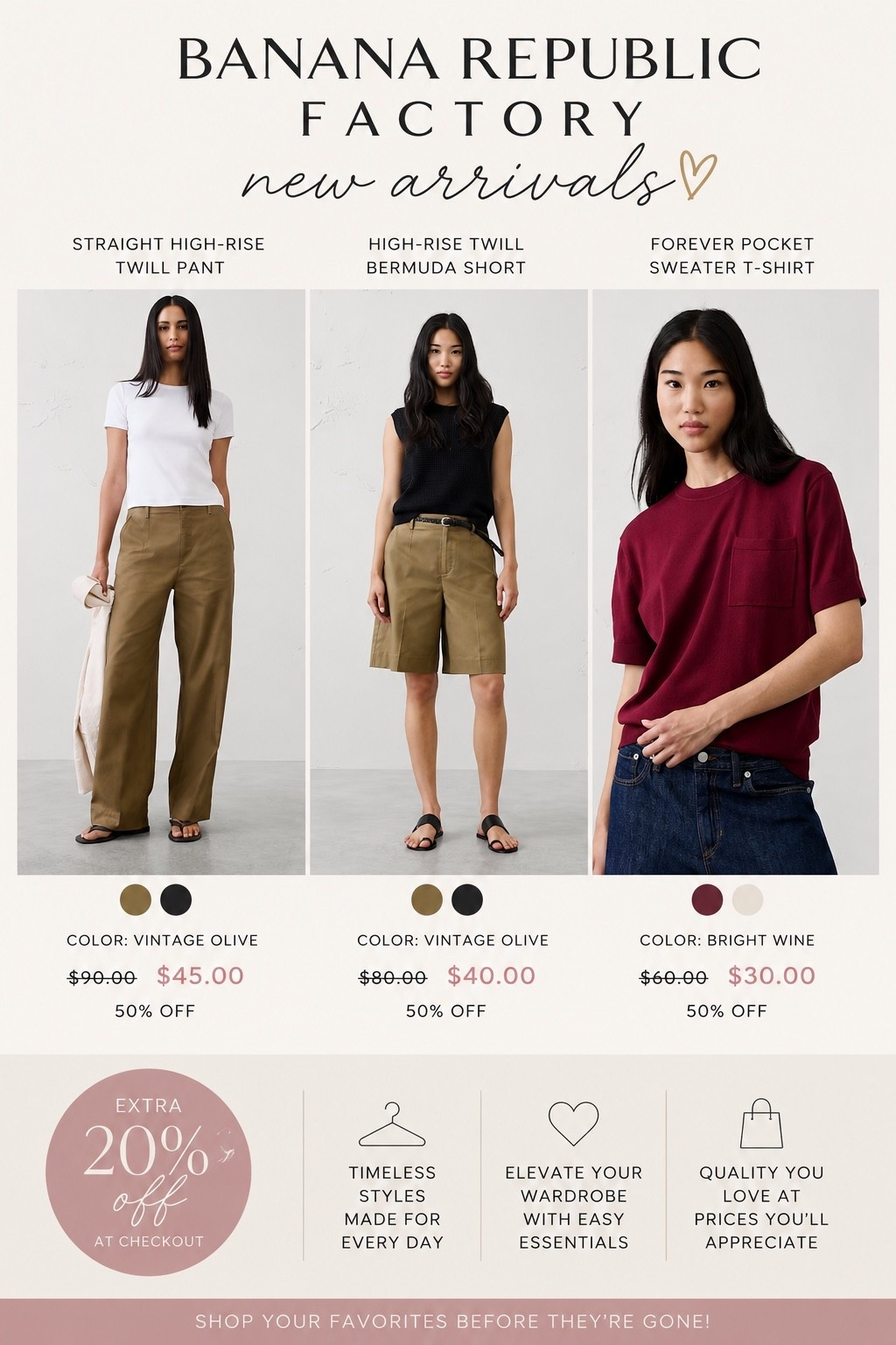 Late Summer Capsule Picks✨

These Banana Republic Factory finds are polished enough for work, comfortable enough for weekends, and versatile enough to wear all year long.

🛍️ Tap my LTK to shop these favorites before the sale ends!

#BananaRepublicFactory #EverydayStyle #ClassicStyle #WardrobeBasics #FallTransition #CapsuleWardrobe #Over50Style #FashionFinds

#LTKSaleAlert #LTKOver40 #LTKMidsize