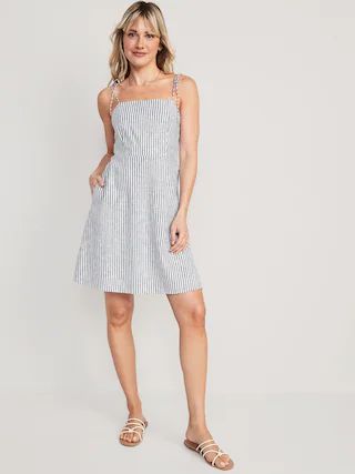 Fit & Flare Matching Tie-Strap Mini Dress for Women | Old Navy (CA)