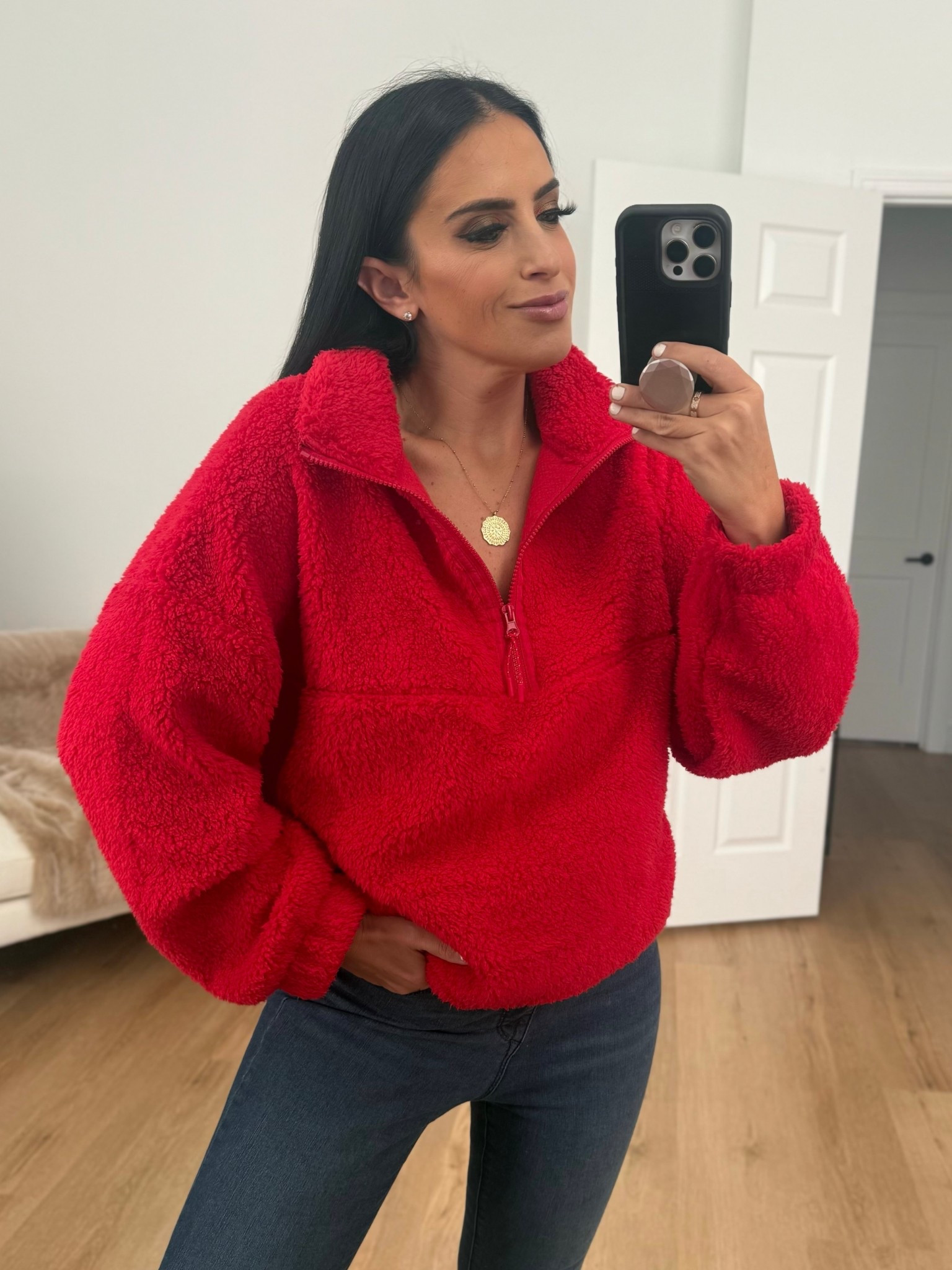 No Boundaries Plush Half-Zip Pullover wearing size medium only $10