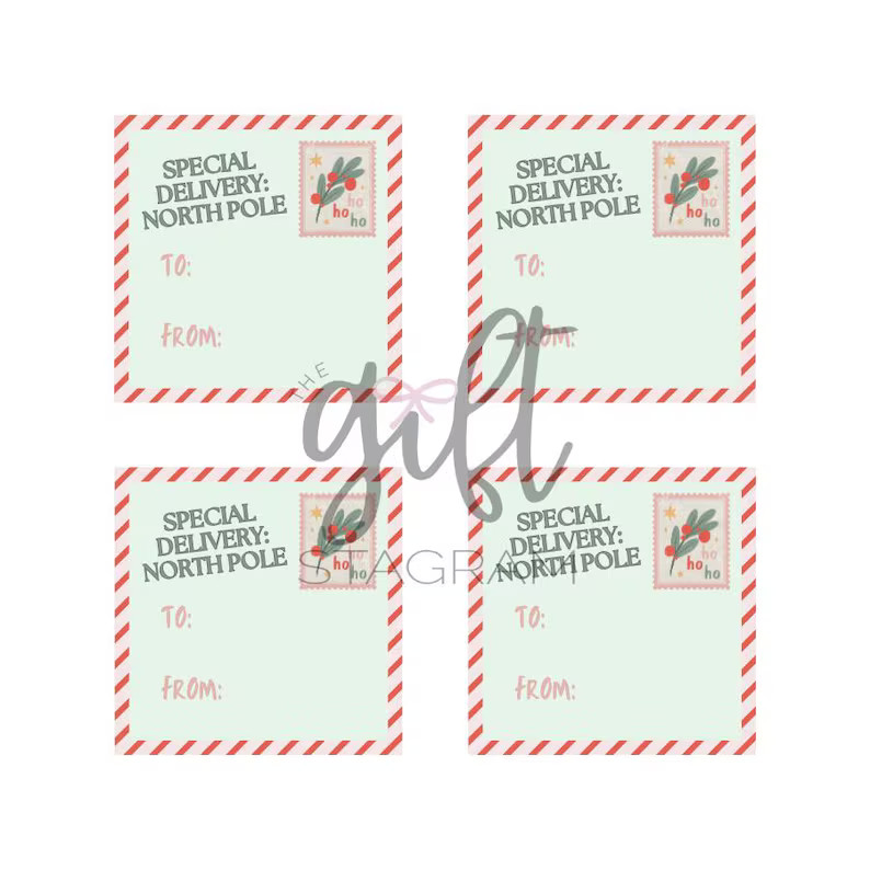 Special Delivery: North Pole Gift Tag | DIGITAL DOWNLOAD | Happy Holidays Gift Tags | Christmas G... | Etsy (US)