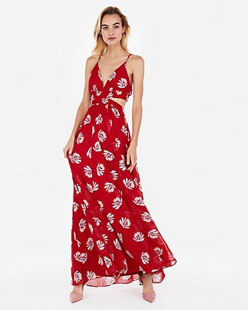 striped surplice front lace-up back maxi dress | Express
