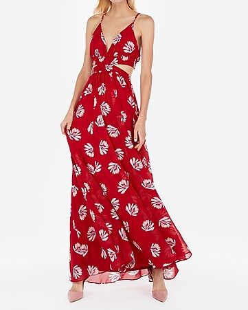 striped surplice front lace-up back maxi dress | Express