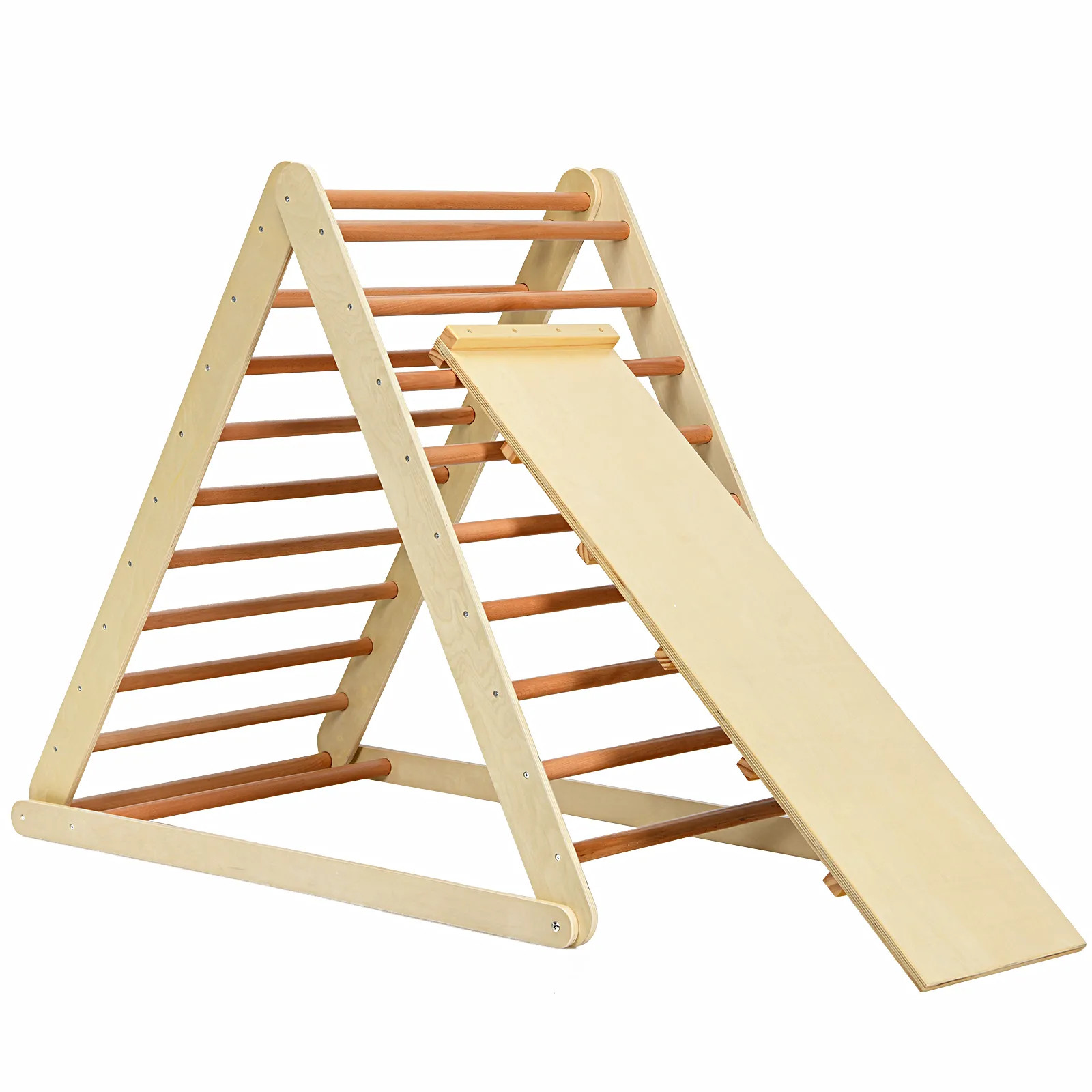 Outdoor Toys | Wooden Foldable Triangle Climber Step Training Ladder Pikler Toddler With Ramp | C... | Debenhams UK