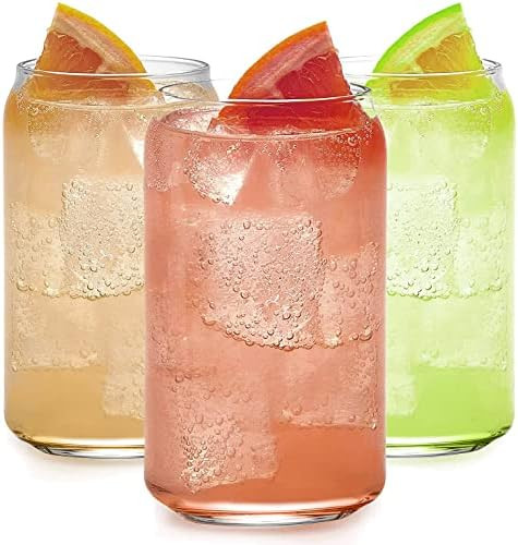 Amazon.com | Drinking Glasses 10pc Set - Can Shaped Glass Cups, 16oz Beer Glasses, Tumbler Cup, C... | Amazon (US)