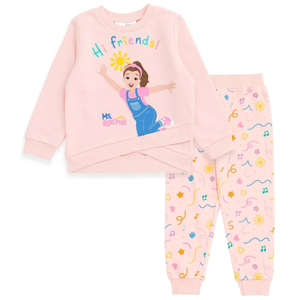 Ms. Rachel Animals Fleece Crossover Sweatshirt and Jogger Pants Outfit Set Infant to Toddler Size... | Amazon (US)
