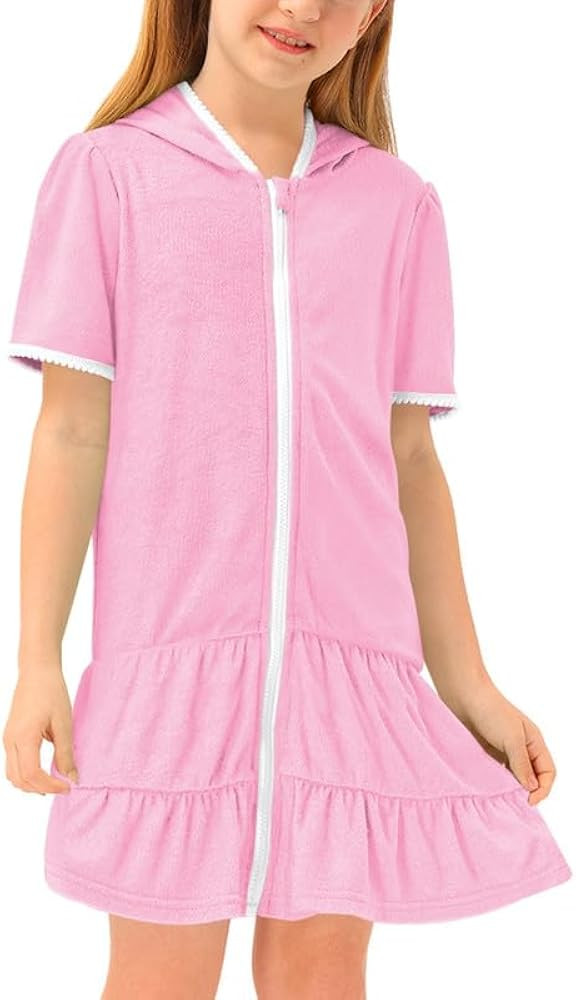 BesserBay Girl's Zip-Up Terry Cover Up Cozy Bathrobe with Hood 4-14 Years | Amazon (US)