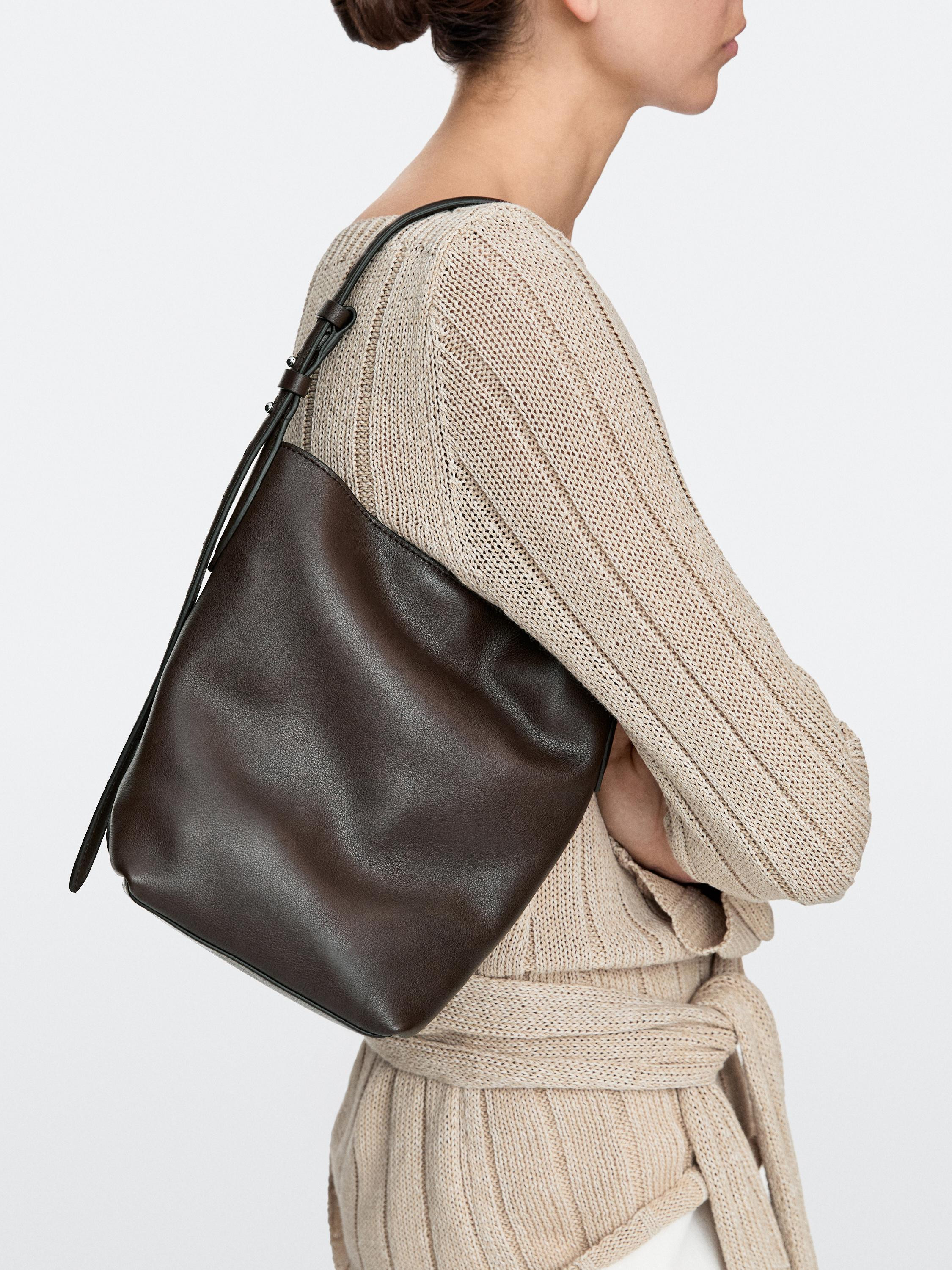 Nappa leather mini bucket bag | Massimo Dutti UK