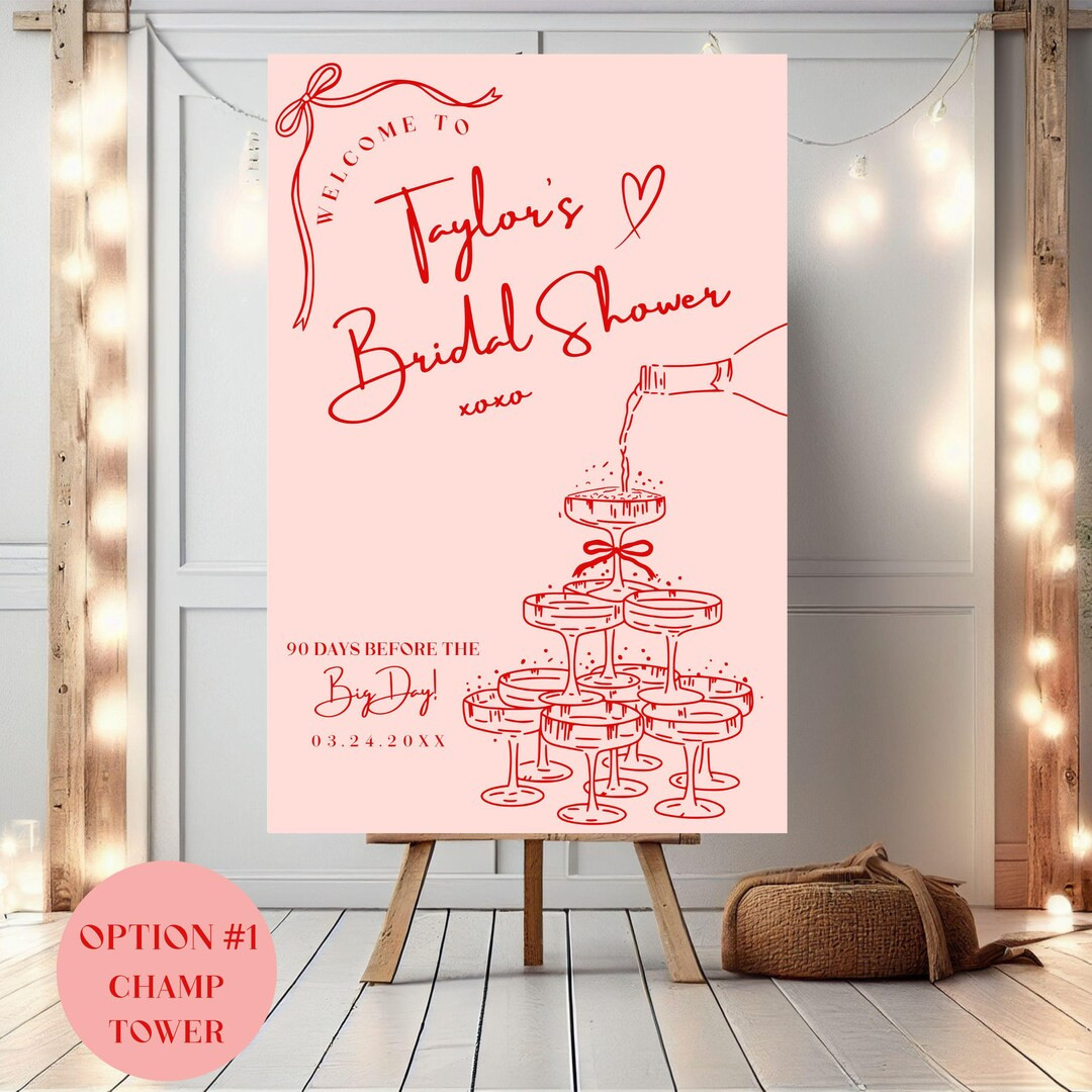 Custom Bridal Shower Welcome Sign Coquette Bridal Shower Entrance Sign Bridal Shower Party Poster... | Etsy (US)