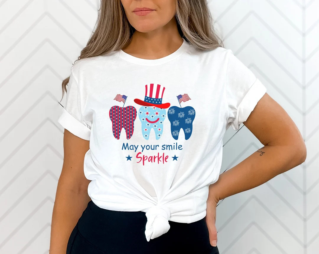 Dental 4th of July Shirt, Tshirt for Dental Assistant, Dentist Office Fourth of July Tee, Hygieni... | Etsy (US)