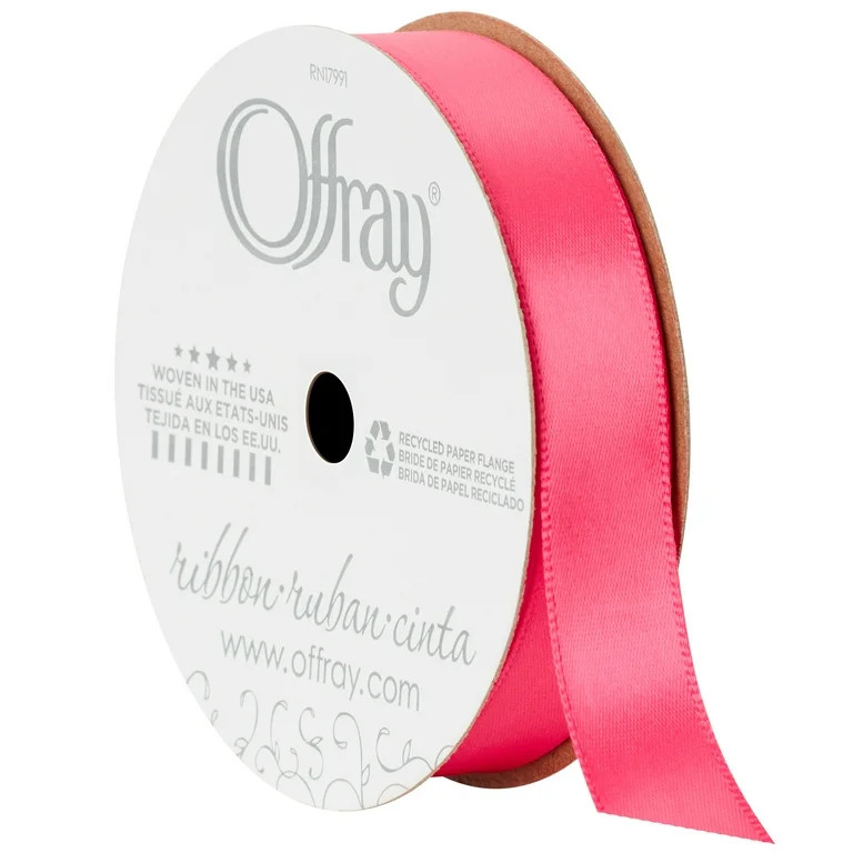 Single Face Satin Ribbon 5/8"X18'-Shocking Pink - Walmart.com | Walmart (US)