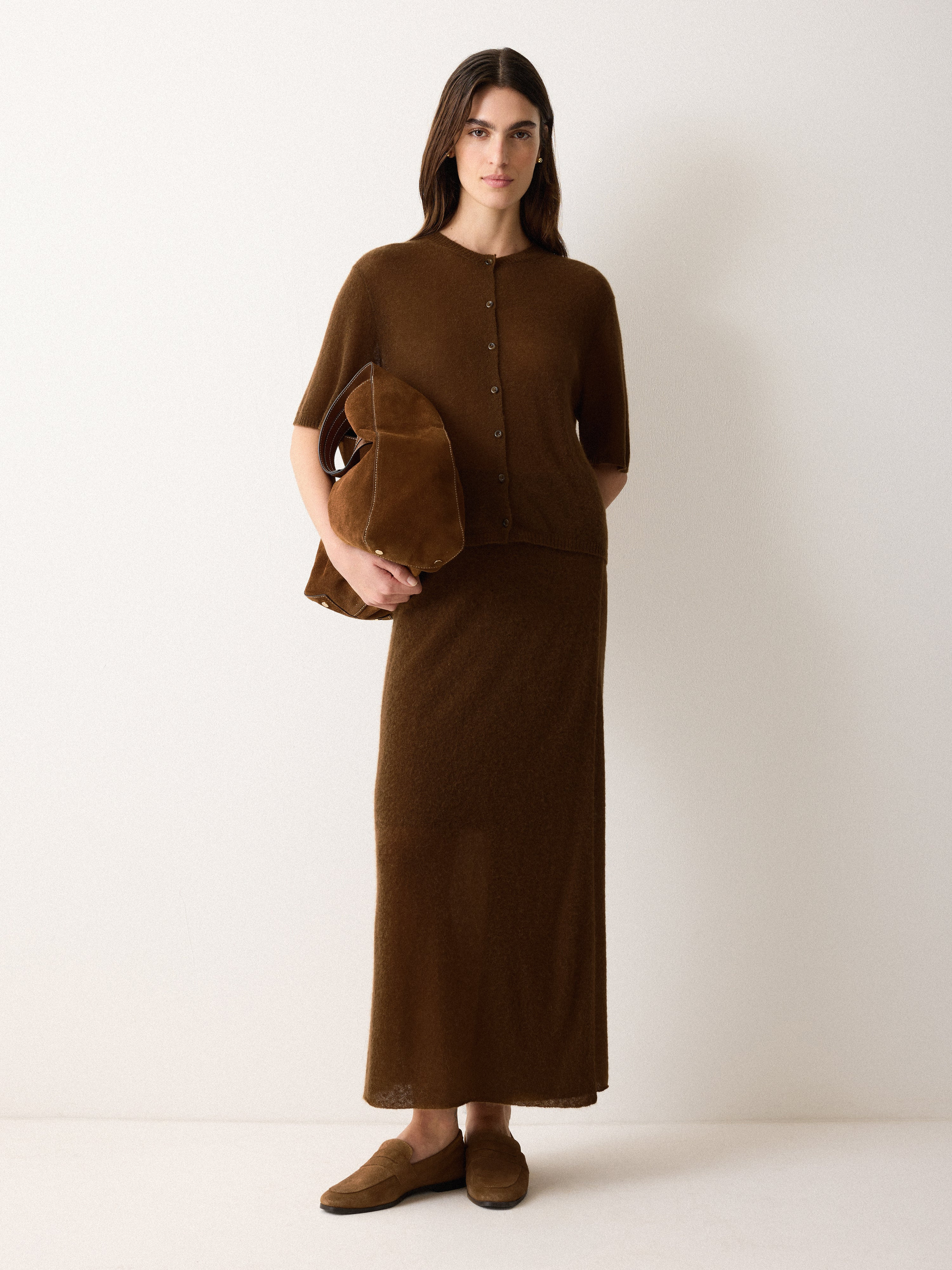 Soft Gauzy Knit Skirt | Brown | Jigsaw (UK)