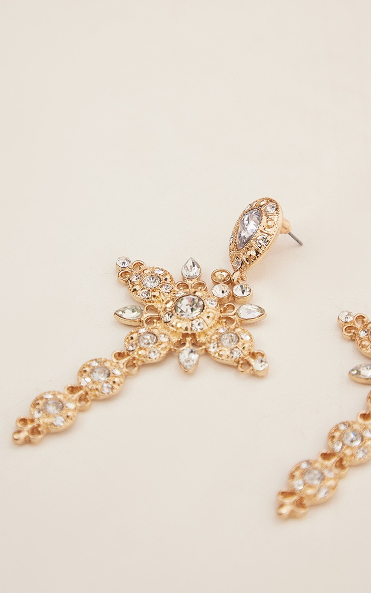 Gold Oversized Cross Statement Earrings | PrettyLittleThing US