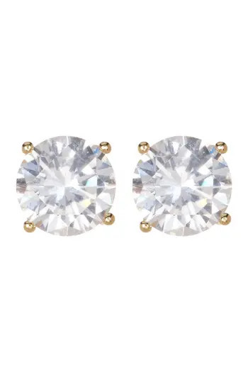NORDSTROM RACK Sterling Silver Round Cut CZ Studs - 4.00 ctw in Clear/gold at Nordstrom Rack | Nordstrom Rack