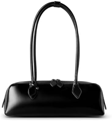 Top-Grain Cowhide Bowling Shoulder Bag, Women's Genuine Leather Barrel Tote Purse, Adjustable Str... | Amazon (US)
