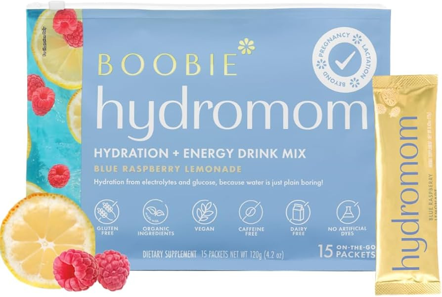 Boobie Hydromom Superfood Electrolyte Drink Mix, Blue Raspberry Lemonade | Refreshing Energy & Hy... | Amazon (US)