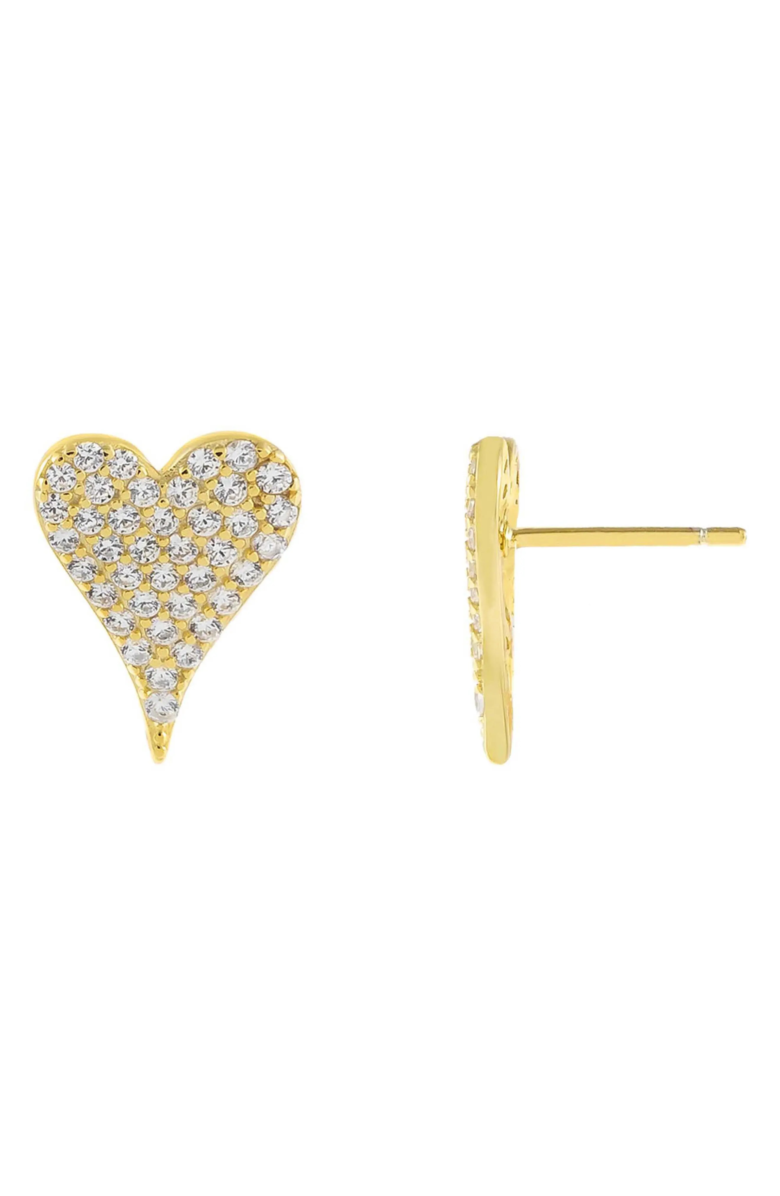 Women's Adina's Jewels Pave Heart Stud Earrings | Nordstrom