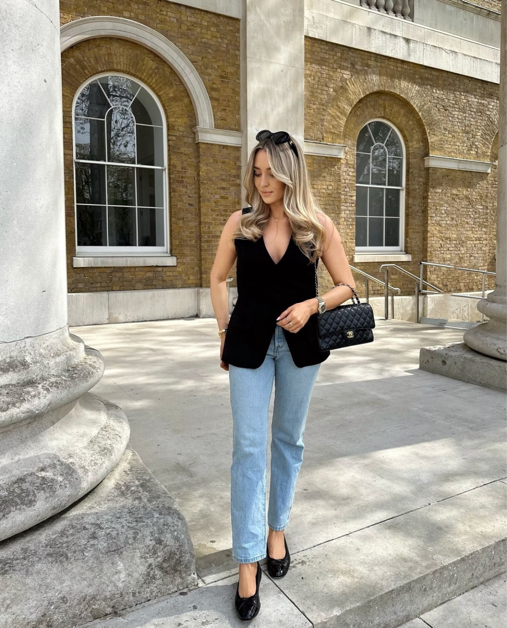 City Look 5 - Black longline waistcoat and blue jeans is the perfect smart casual, effortlessly chic work city look 🖤 styled with black Chanel and Celine accessories

#LTKautumn #LTKuk #LTKsummer