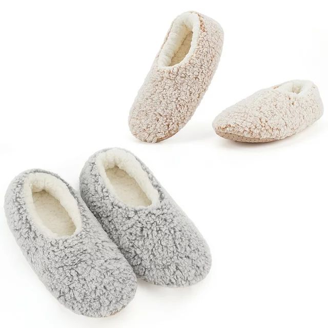 2-Pair Women's Soft House Slippers, Fuzzy Cozy Warm Indoor Sock Shoes, Unique Birthday Gifts for ... | Walmart (US)