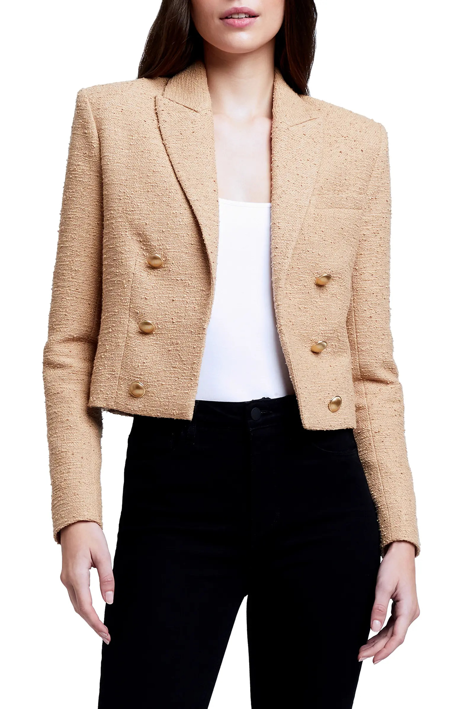 L'AGENCE Inez Cotton Blend Crop Blazer | Nordstrom | Nordstrom