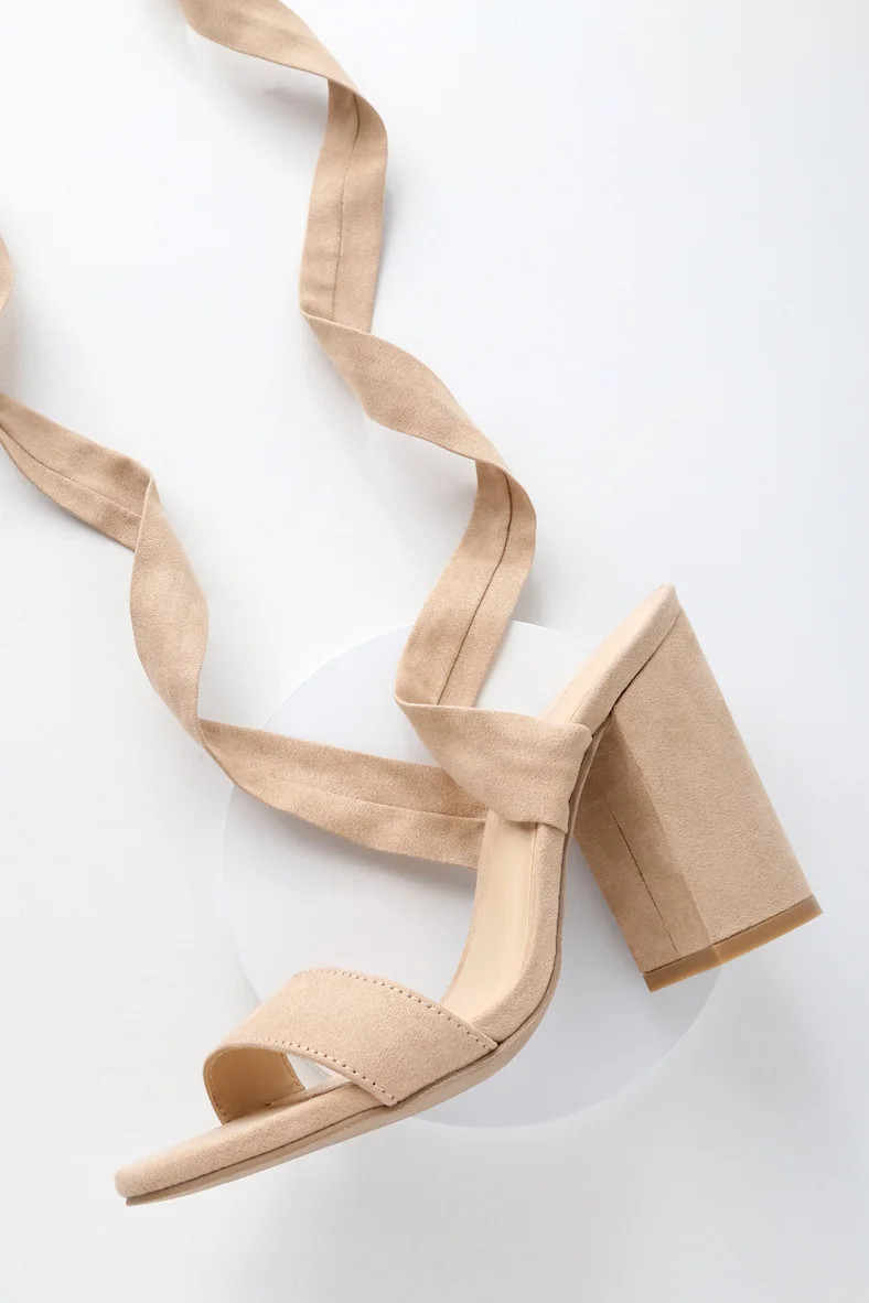 Alta Light Nude Suede Lace-Up Heels | Lulus (US)