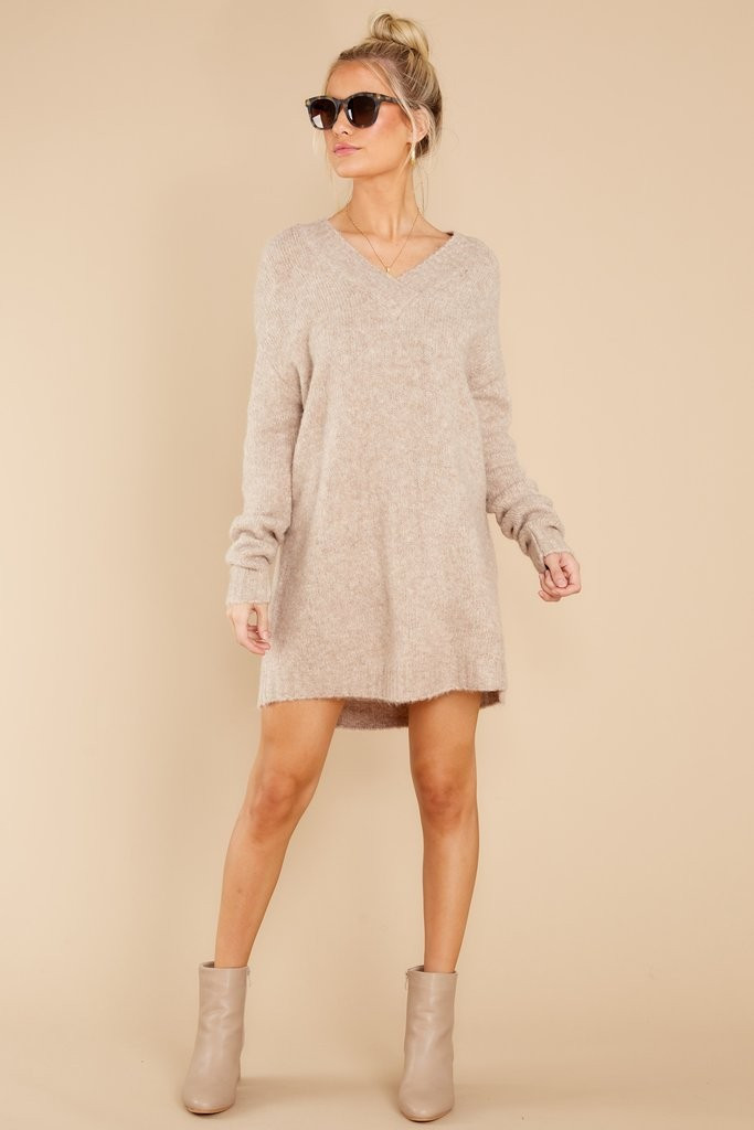 Forever In Love Oatmeal Tunic Sweater | Red Dress 