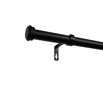 Exclusive Home Topper Outdoor 84-in to 160-in Matte Black Iron Single Curtain Rod with Finials | Lowe's