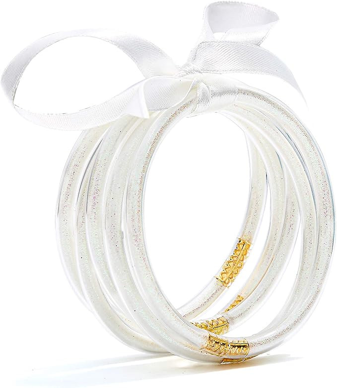 Glitter filled Jelly Bangle Bracelets, Lightweight Cute Silicone Bracelets Best Gifts for Women G... | Amazon (US)